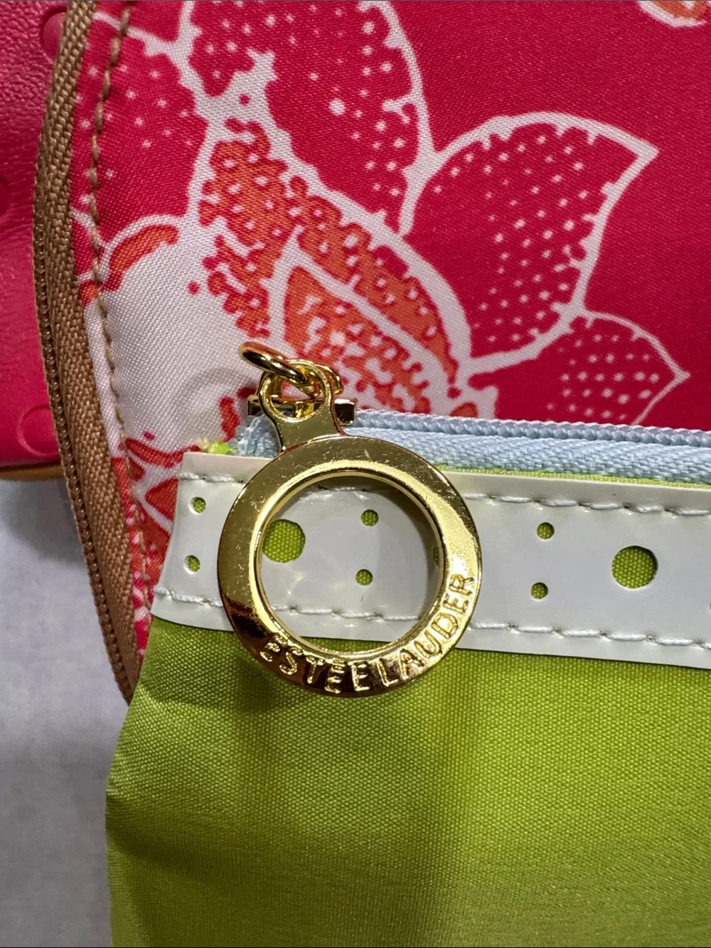 Estee Lauder Three-Piece Cosmetic Pouch Set in Hot Pink, Floral Pink & Lime NWOT